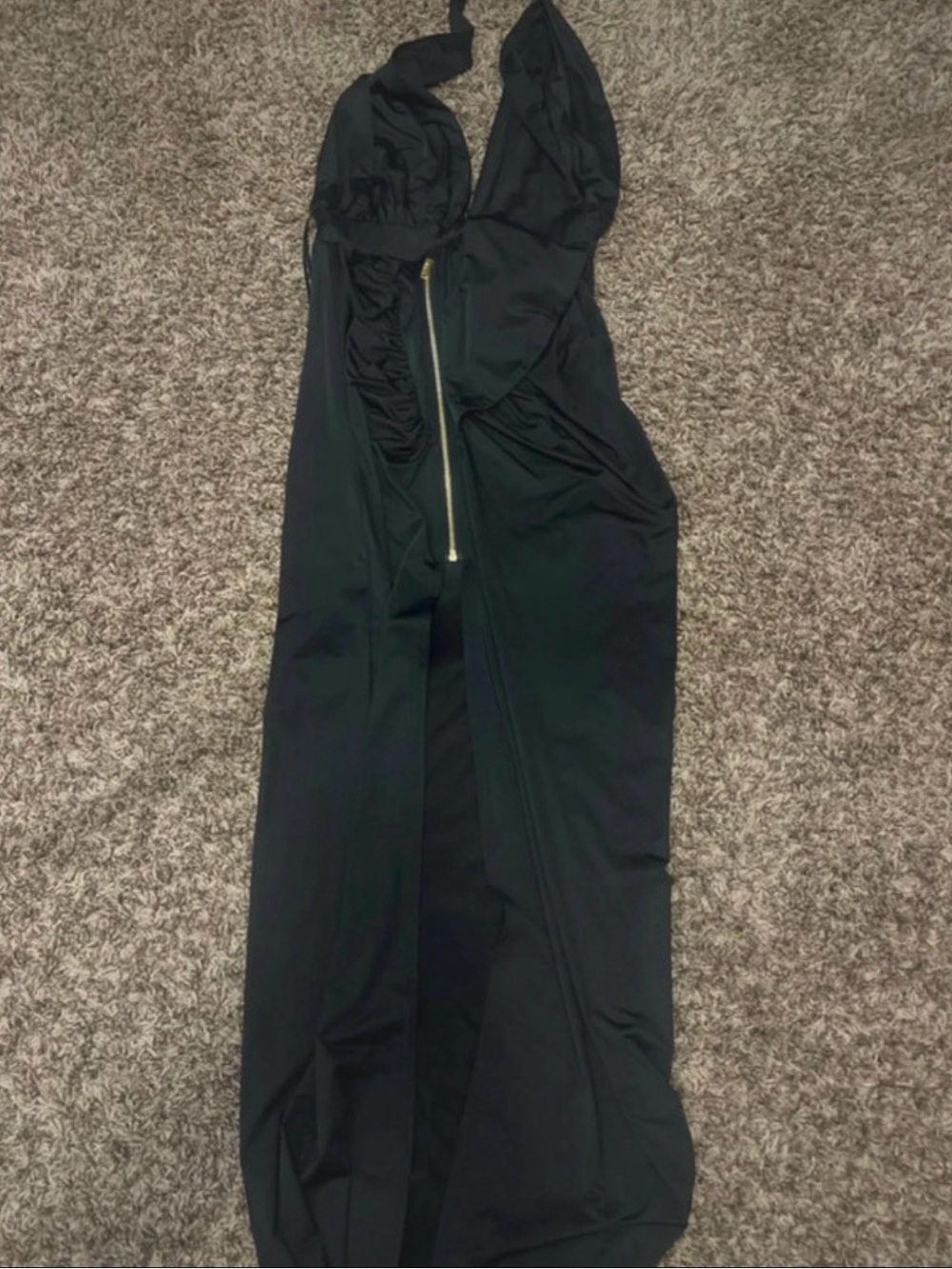 Windsor Black Maxi Dress with Front Zip Detail